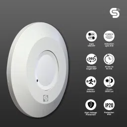 ESYSENSE Inspire Sensing Ceiling Mount PIR Motion Sensor Switch with LUX Sensor Inbuilt Energy Saving Wireless Sensor Security System image 2