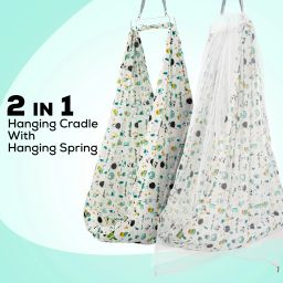 baybee 2 in 1 Cotton Baby Hanging Cradle with Mosquito Net & Spring for New Born Baby image 2