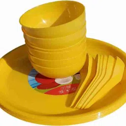 Pack of 18 Plastic Light Weight Dinner Set Plate Bowl Set Serving Set Dinner Plate-image-61