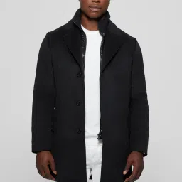 Polyester Blend Solid Coat For Men-image-61