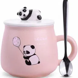 bonzeal 3D Panda with Hand Painted Lid and Stainless Steel Spoon Tea Cup Set Ceramic Coffee Mug-picture-32