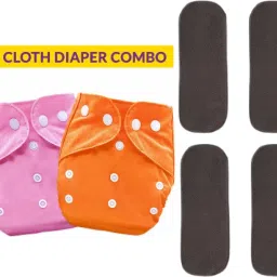Baby Adjustable Washable Cloth Diaper (2 Cloth Diaper With 4 Insert Pad)-30