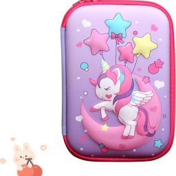 Dreamy unicorn case Soft girl pencil pouch Unicorn, Moon, Stars Art EVA Pencil Box-image-32