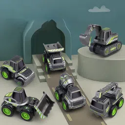 Unbreakable Construction Toy Set Crane Bulldozer Roller Mixer Truck-image-59