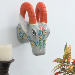 ons interior industry Grey Deer Sclupture Mango Wood Wall Mask-picture-41