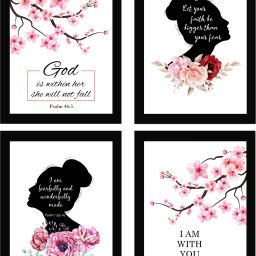 Let Your Faith - Bible Verse Wall Photo Frame Wall Poster, Bible Quotes Print with Frame, Home, Office Decor, Bible Quotes Poster Framed, Set of 4 Fine Art Print-5