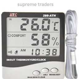HTC Instrument 288ATH Plastic Digital Indoor Outdoor Hygro Thermometer withClock Hydrometer-27