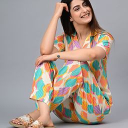 dreambe Women Night Suit Set Multicolor Polka Print-picture-13