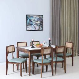 woodsworth from pepperfry Gistel Sheesham Wood 6 Seater Dining Set In Scratch Resistant Provincial Teak Finish With Marble Top-picture-14