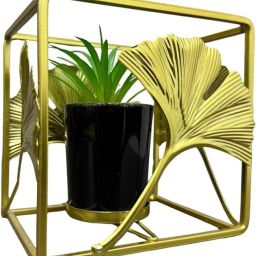Nordic Square Metal Vase with Black Glass & Green Plant Aquarium Plant Anchor-45