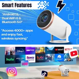 FitPro HY300 Portable HD Projector with Android 11, WiFi 6, Bluetooth 5.0 (4500 lm / 2 Speaker / Wireless / Remote Controller) Portable Projector image 3