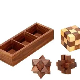 scifi TRIO Wooden 3d Puzzles Game 3-in-1 Soma Cube + Interlocking Block + Snake Cube image 3