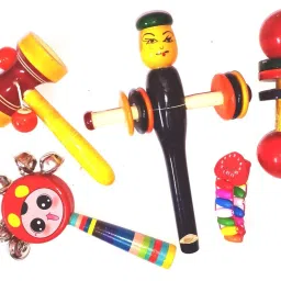 Hand crafted rattle set for kids, non toxic - pack of 5 Wooden Rattle-image-12
