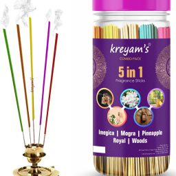 Premium Natural Incense Sticks Agarbatti Imegica, Mogara, Pineapple, Royal, Woods Combo 225 Sticks Pooja Items-image-4