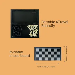 gowcimash Magnetic Chessboard Game set with Foldable, Storage Case for Travel 22.6 cm Chess Board image 3