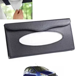 Black Leatherite Rectangle Shape Fancy Design Tissue Dispencer For Car-224 Vehicle Tissue Dispenser-40