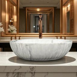 Premium Ceramic Washbasin With Waste Coupling & Pipe Set ) (18*13*5)(Oval-Line-1008*Matt) Table Top Basin-image-66