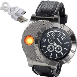 play run Lghter Watch For Smoking For Men & Boys | Lighter Watch For Cigarettes Fancy | Smart Watch 2 in 1 Electronic Cigarette Lighter Rechargeable Cigarette Lighter Electric Watch With USB Data Cable Cigarette Lighter-11