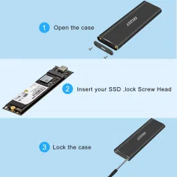 microware SSD Enclosure External, Portable External Hard Disk Driver, USB 3.1 Gen 2 Interface with Up to 10 Gbps Data Transfer Speed Fits Only for NVMe PCI-E M2 M-Key 2242/2260/2280 Size (NVMe-SSD-CASE) 4 inch SSD Enclosure External 4 inch SSD Enclosure External image 3