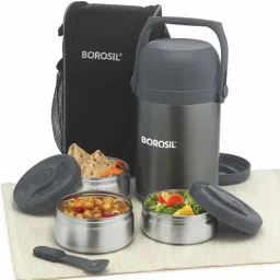 Hot & Fresh Stainless Steel Insulated 3 Containers Lunch Box-image-65