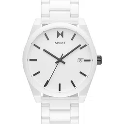 MVMT Men White Dial & Ceramic Bracelet Style Straps Element Analogue Watch 28000121-7