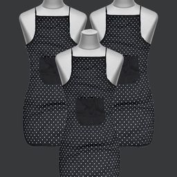 Kuber Industries Set Of 3 Black Printed Waterproof Kitchen Aprons-15