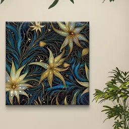 Myntra Elegant Homes Black & Gold-Toned Flowers Canvas Wall Art-image-44