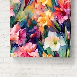Myntra Elegant Homes Blue & Pink Floral Printed Canvas Wall Art-picture-2