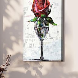 Art Street White & Red Glass With Rose Canvas Painting Wall Art-14