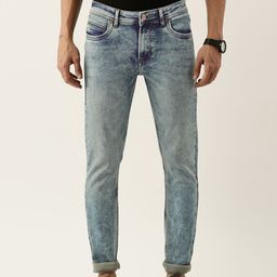 Peter England Casuals Men Blue Slim Tapered Fit Heavy Fade Acid Wash Stretchable Jeans-picture-9
