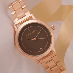 JOKER & WITCH Women Brown Embellished Dial & Rose Gold Toned Analogue Watch-43