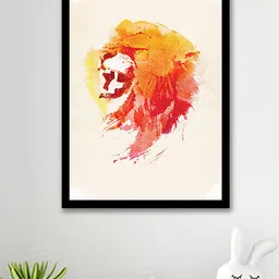 Art Street Yellow and Red Lion Face Abstract Painting Wall Art-28
