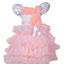Samsara Couture Girls Pink & Silver-Toned Layered Cotton Net Dress-28