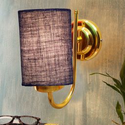 Devansh Blue & Gold-Toned Textured Contemporary Metal Cylinder Wall Lamp-image-57