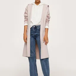 MANGO Women Rose Solid Longline Hooded Overcoat-image-91