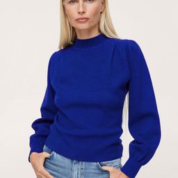 MANGO Women Blue Solid Turtle Neck Pullover-image-77