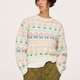 MANGO Women Off White & Pink Fair Isle Pullover-image-17
