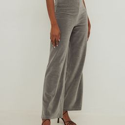 NA-KD Women Grey Velvet Straight Fit High-Rise Trousers-image-82