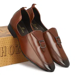 SHOZANIA Men Textured Lightweight Leather Mojaris With Buckle Detail-picture-54