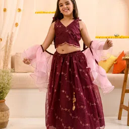 pspeaches Girls Embellished Sequinned Ready to Wear Lehenga & Blouse With Dupatta-image-34