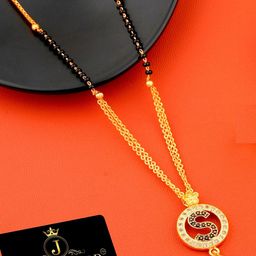 JEWEL WORLD Gold-Plated Stone-Studded & Beaded Mangalsutra-image-18