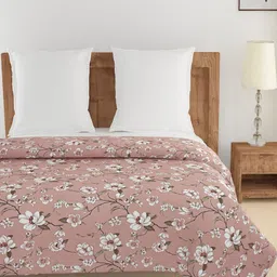 SWAYAM Pink & Off White Floral AC Room 150 GSM Double Bed Comforter-image-84