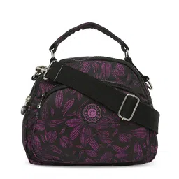 BAOMI Black Floral Printed Structured Handheld Bag-10