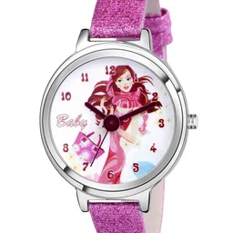 Kool Kidz Unisex Kids Silver Dial & Pink Leather Straps Watch KOOL KIDZ KK 306 DPK 02-14