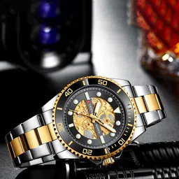 Curren Men Brass Embellished Dial & Stainless Steel Around Analogue Watch CR-8412-TT-Black-image-17