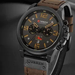 Curren Men Chronograph Multi-function Waterproof Quartz Watch CR-8314-Y-Brown-image-88