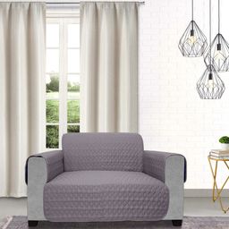 DREAM CARE Navy Blue & Grey Quilted Reversible 2 Seater Sofa Cover With Arms & Pockets-image-75