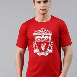 BRATMA Men Red Liverpool Printed Round Neck Pure Cotton T-shirt-image-68