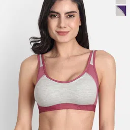 Aimly Pack of 3 Non-Padded Non-Wired Seamless Cotton Workout Bra With All Day Comfort-picture-16
