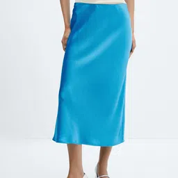 MANGO Satin Finish Straight Midi Skirt-21